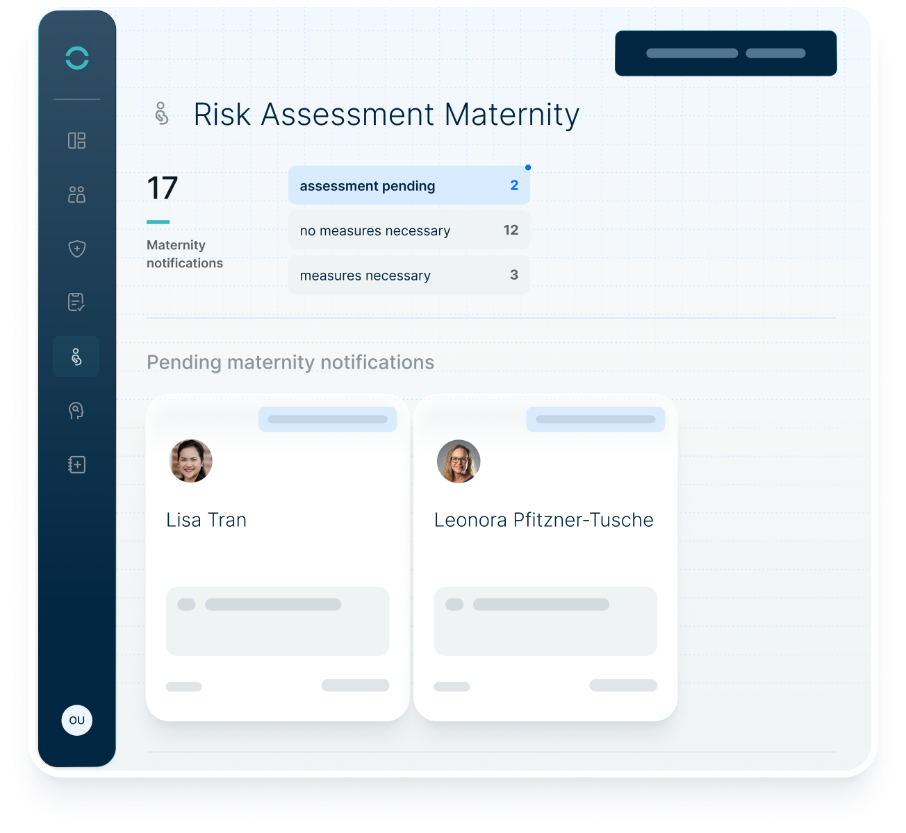Dashboard for conducting and evaluating Risk Assessment Maternity with notifications and necessary measures